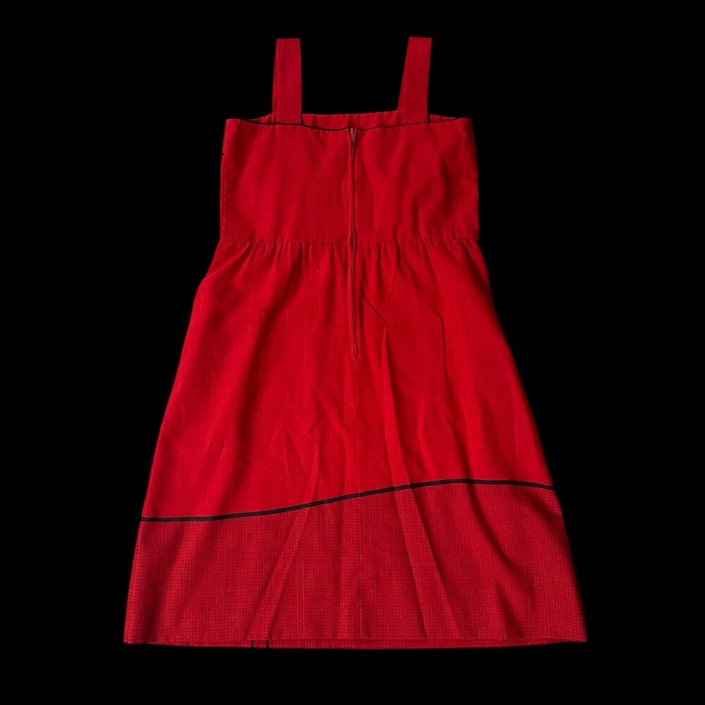 Vintage Dress Red White Poppy Sundress Floral Alfred Shaheen USA MCM Size 12 - Picture 3 of 10